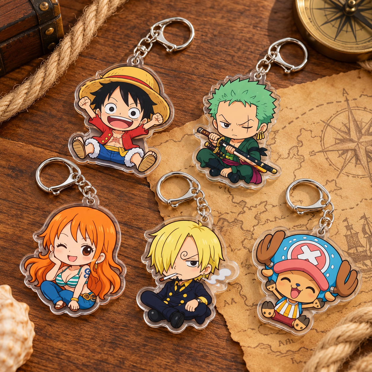 Chibi Pirate Crew Acrylic Keychain Set-2