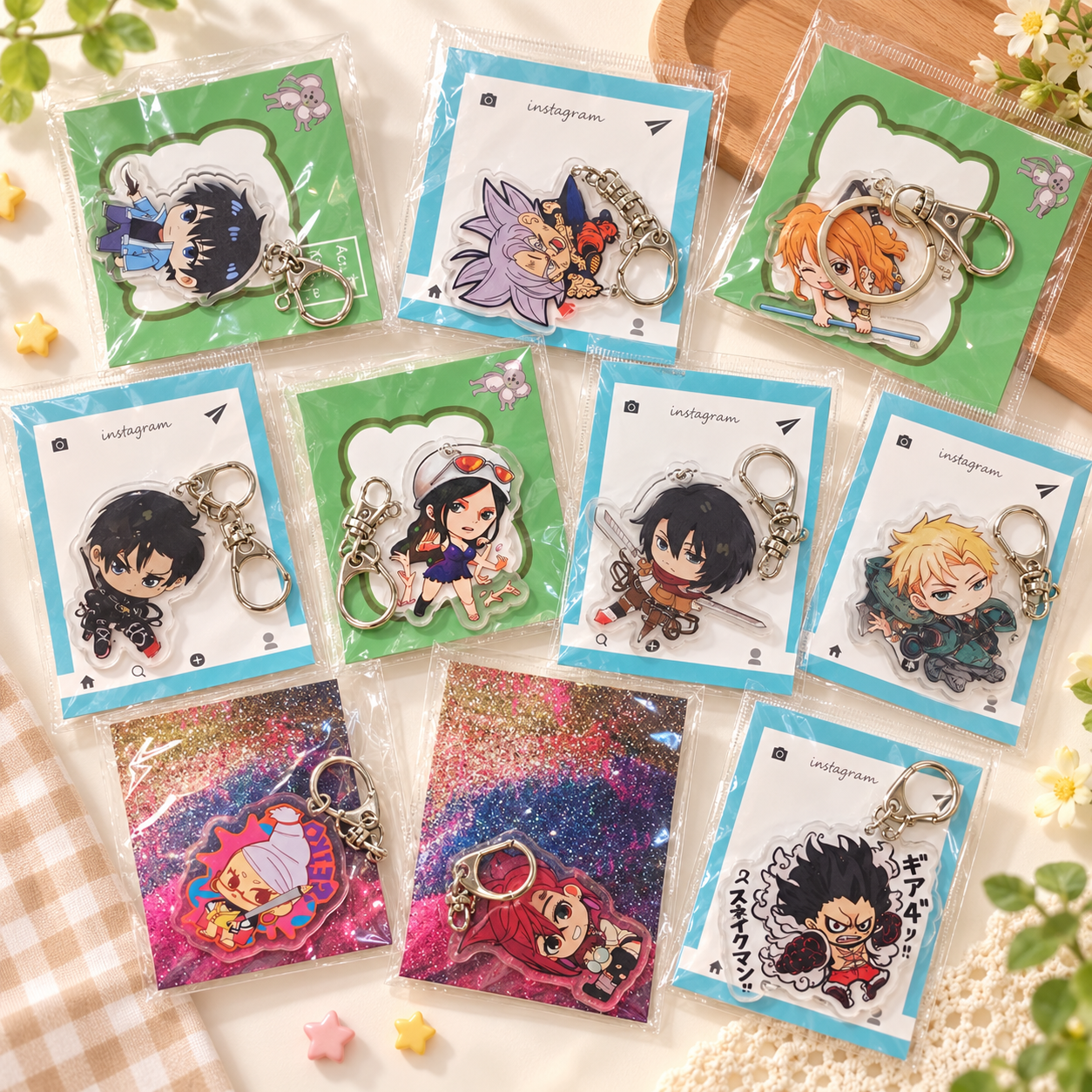 Pastel anime acrylic keychain assortment-1